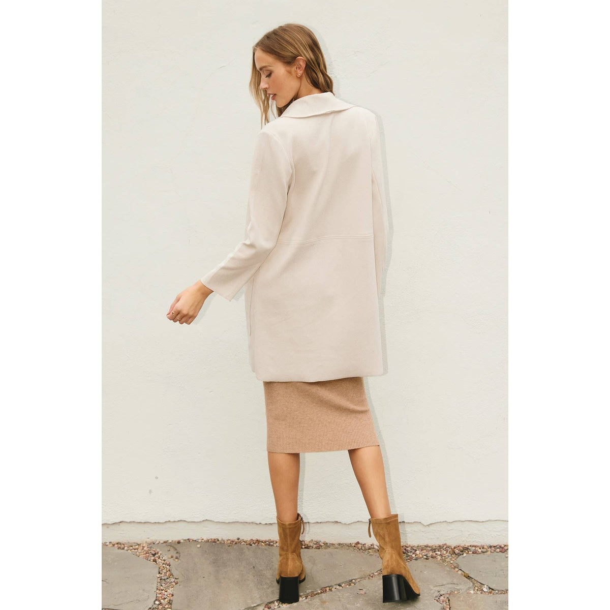 Dress Forum Skylar Open Front Coat, Bone