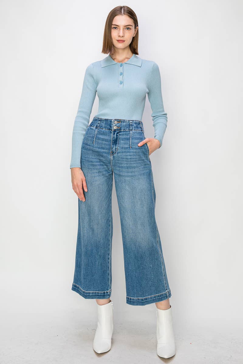 Aria High Waisted Wide Leg Jeans 25.5 Inseam