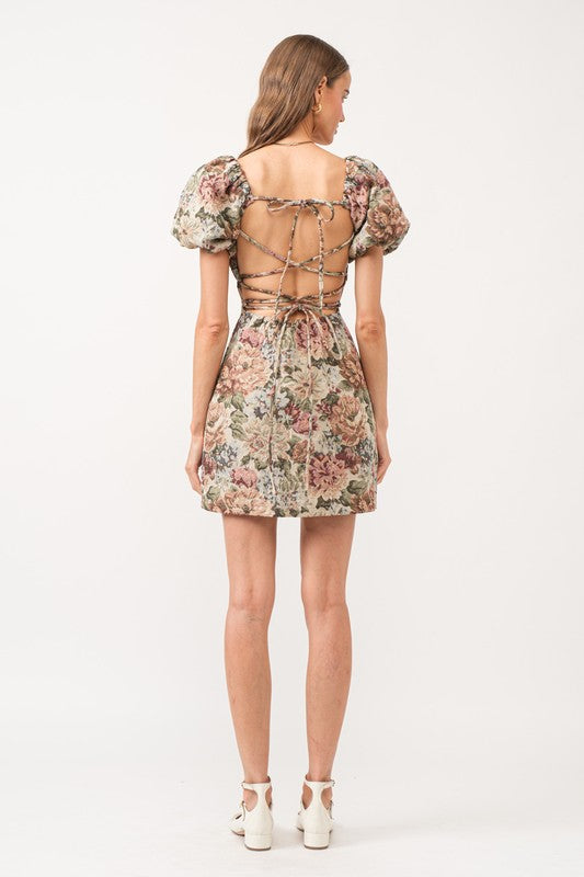 Sophia Jacquard Tie Back Dress