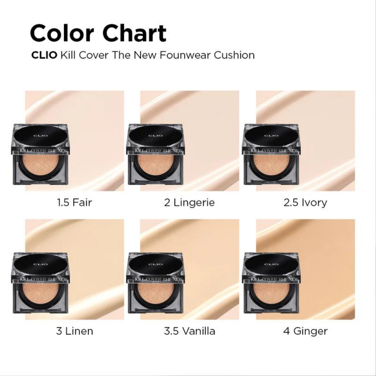 Clio Kill Cover The New Founwear Cushion + Refill - 4 Colors Available