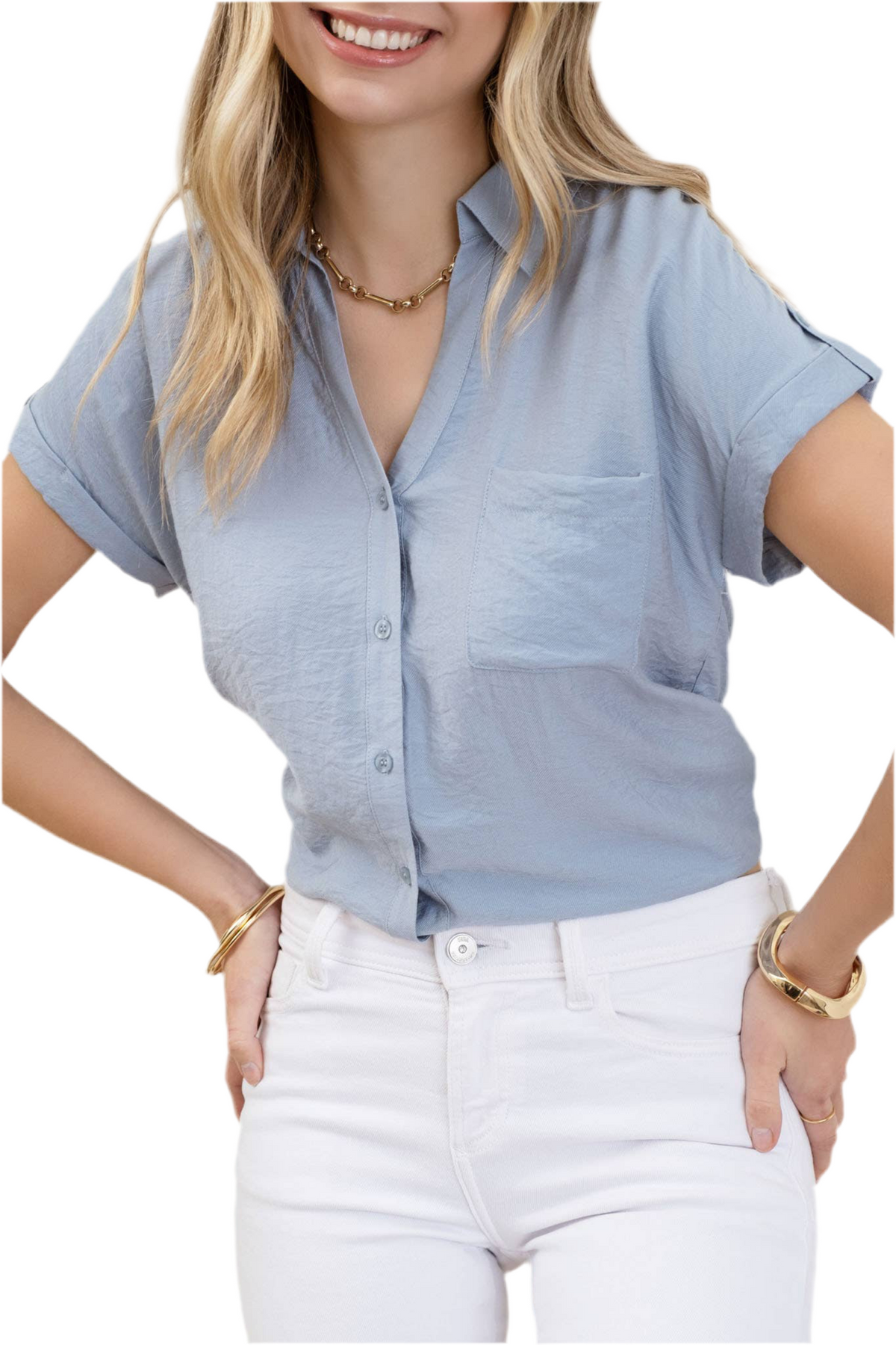 Avery Blouse in Cloud Blue