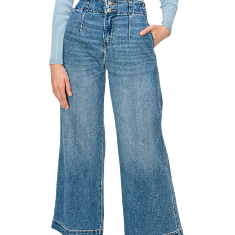 Aria High Waisted Wide Leg Jeans 25.5 Inseam