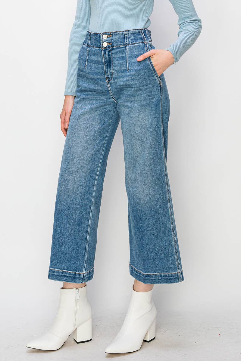 Aria High Waisted Wide Leg Jeans 25.5 Inseam