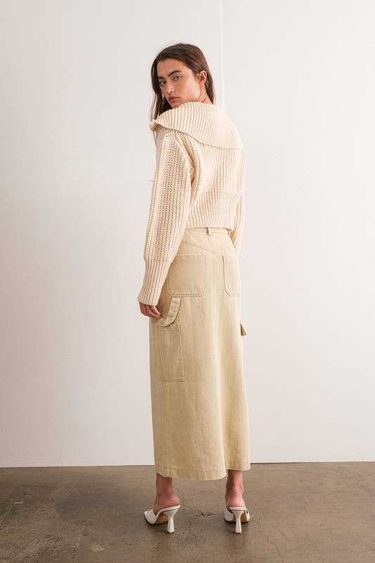 Indie Cargo Maxi Skirt in Khaki and Black