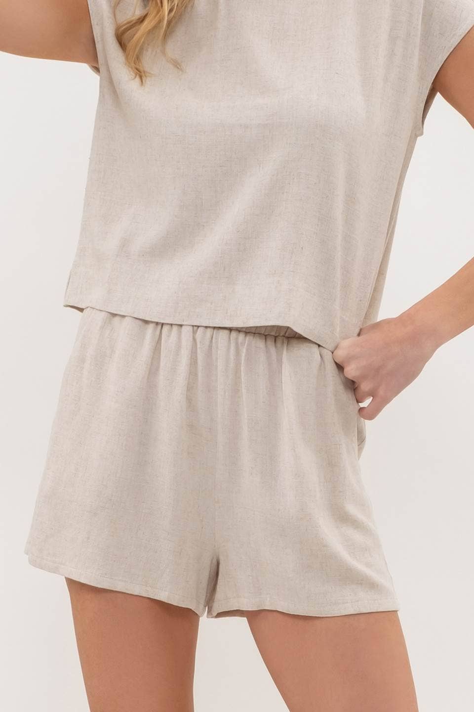 Calista Linen Blend Shorts Set