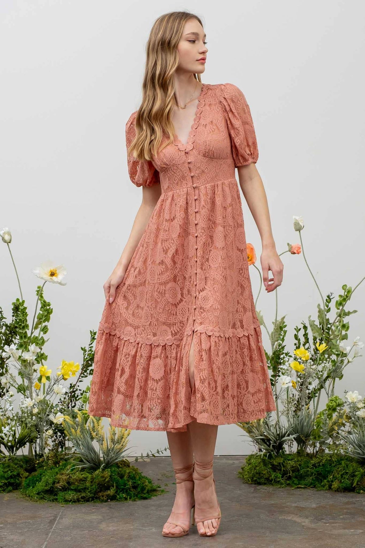 Halle Dress in Dusty Pink