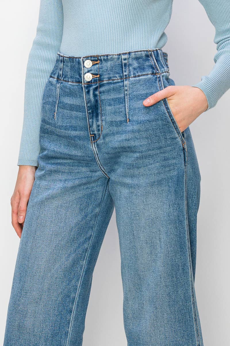 Aria High Waisted Wide Leg Jeans 25.5 Inseam