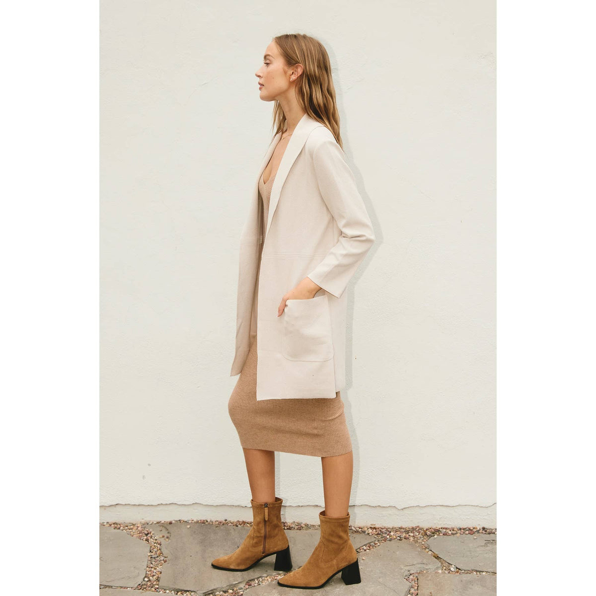 Dress Forum Skylar Open Front Coat, Bone