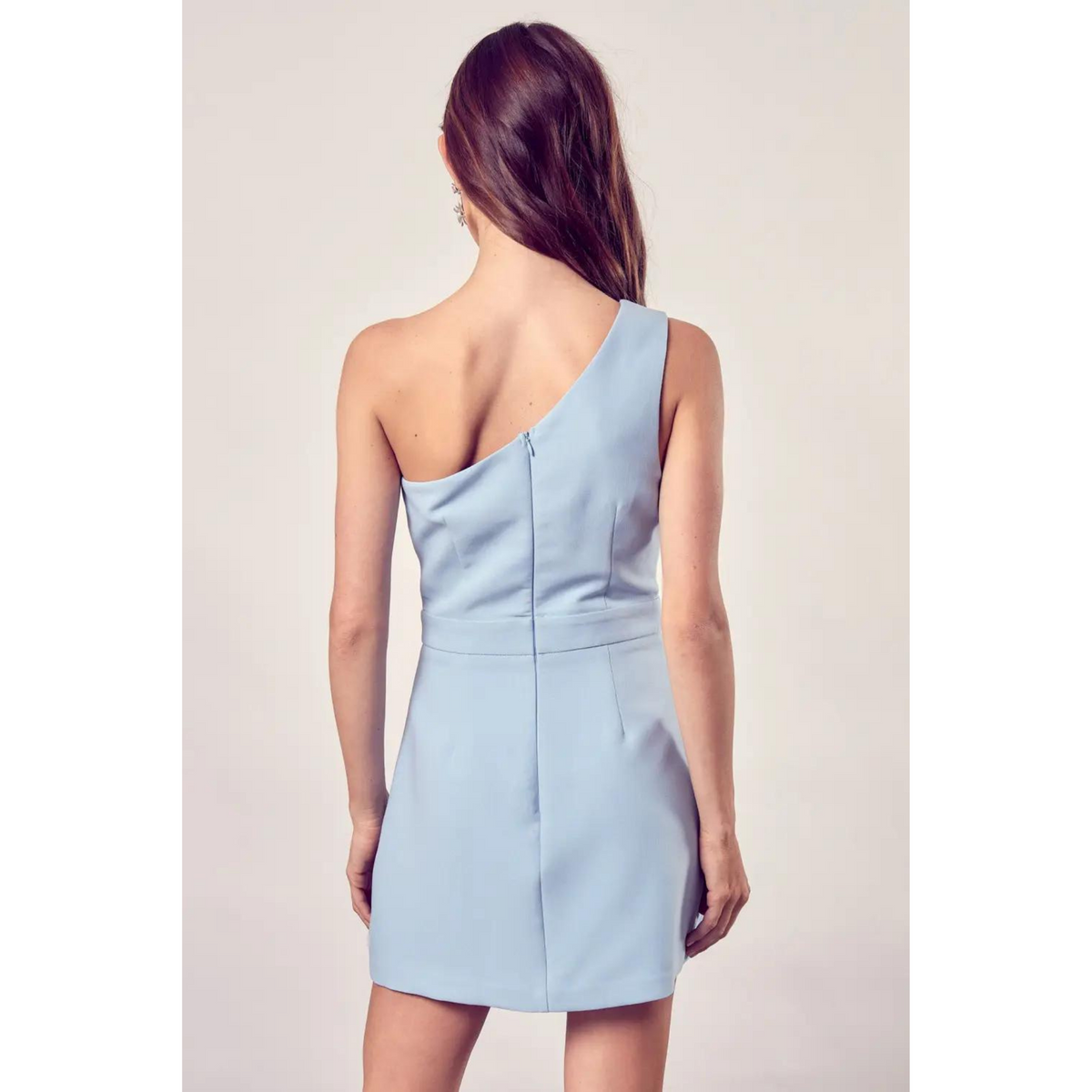 Isabelle One Shoulder Dress - Milky Blue