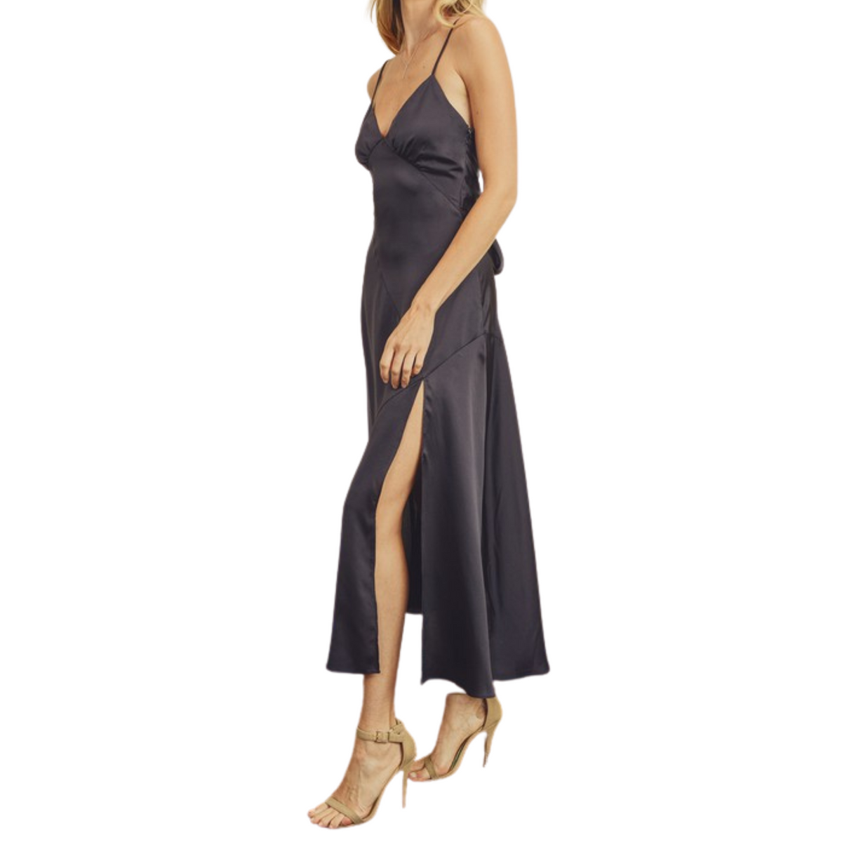 Caroline Satin Tie Back Slip Dress