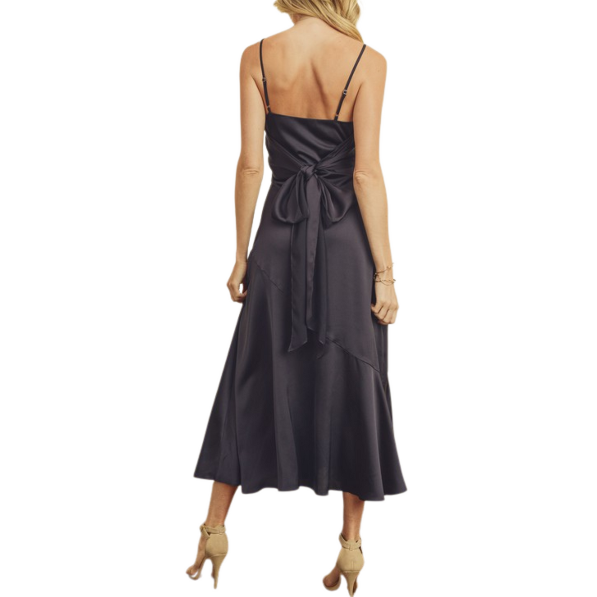 Caroline Satin Tie Back Slip Dress